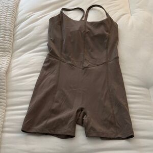 Sleek Mauve One-Piece Workout Romper